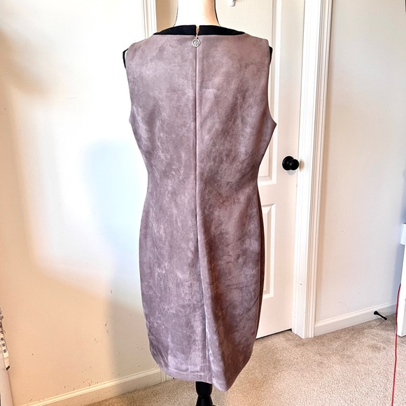 TOMMY HILFIGER Faux Suede Microfiber Sleeveless Asymmetrical Sheath Dress—SZ. 12 - Picture 6 of 11